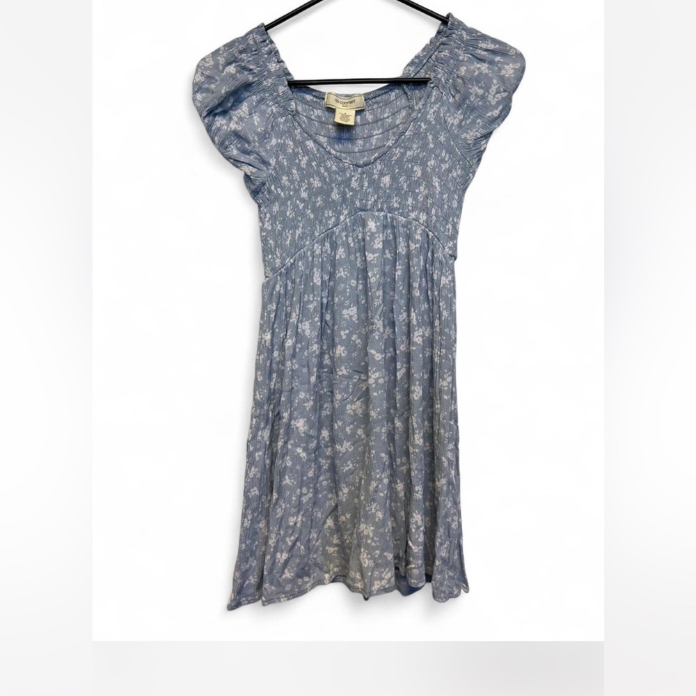 Floral Blue Dress with Puff Sleeves